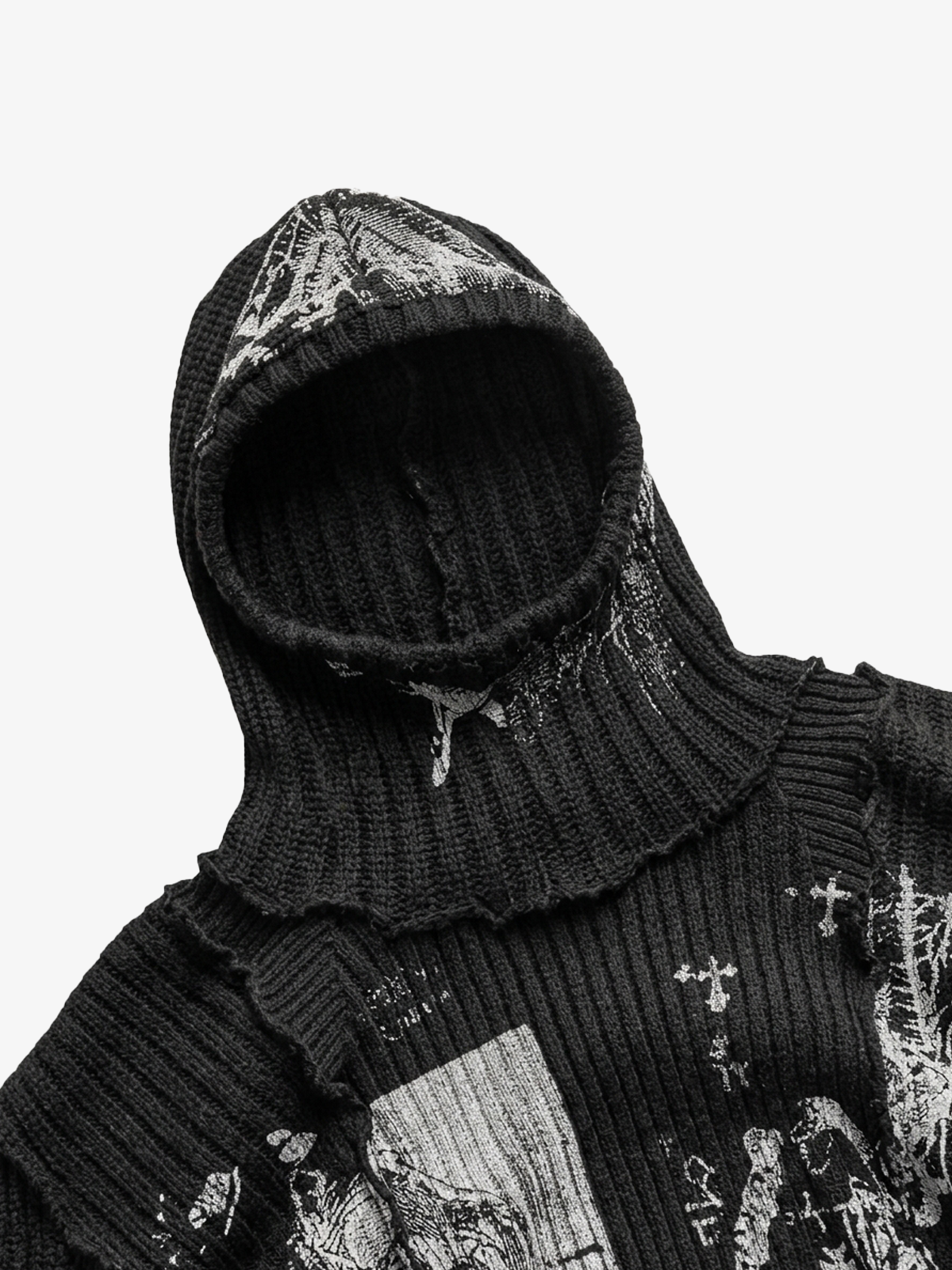 Grunge Dark-Aesthetic Ripped Pullover Sweater