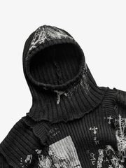 Grunge Dark-Aesthetic Ripped Pullover Sweater