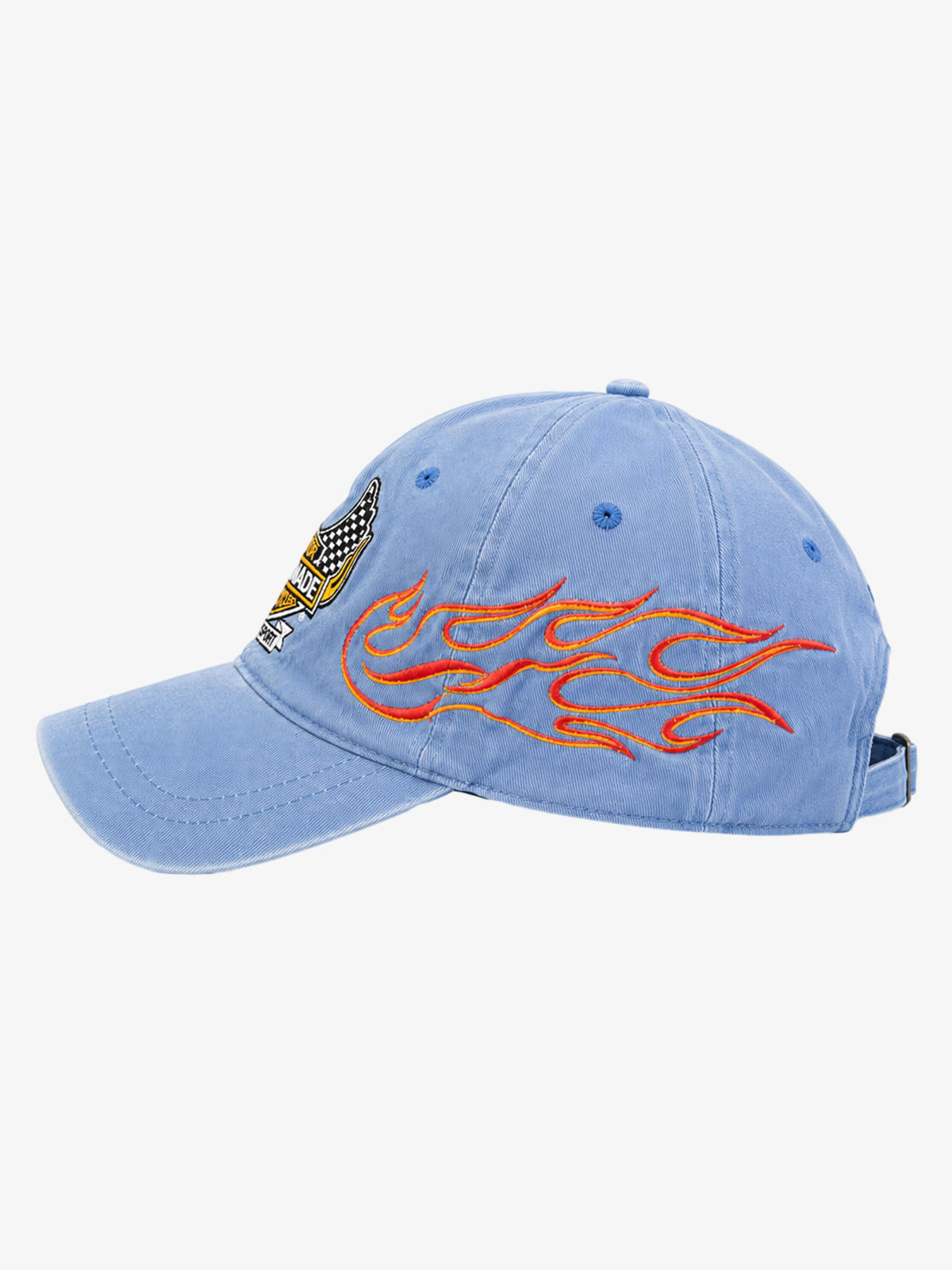 Flame Embroidered Distressed-Wash Baseball Cap