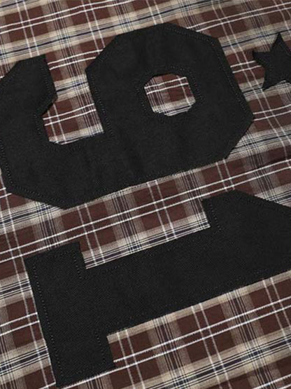 Plaid Long Sleeve Shirt with Unique Contrast Trim 