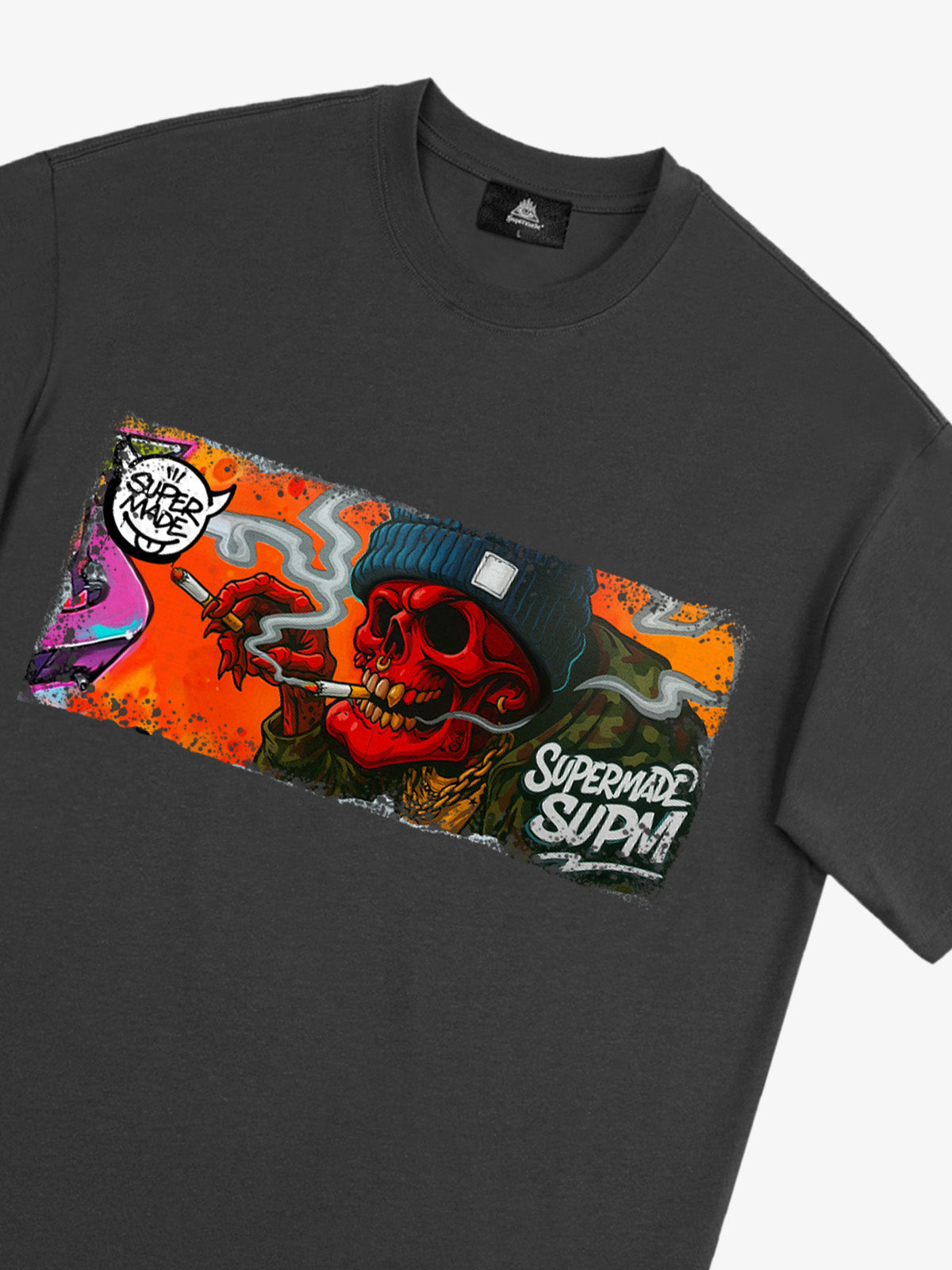 Thesupermade Distressed Blood Red Skull Graffiti T-shirt 