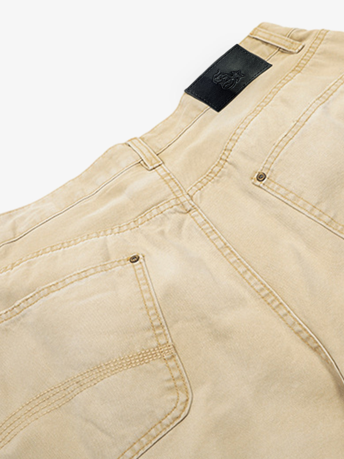 Vintage Washed Distressed Semi-elastic Solid Color Denim Shorts 