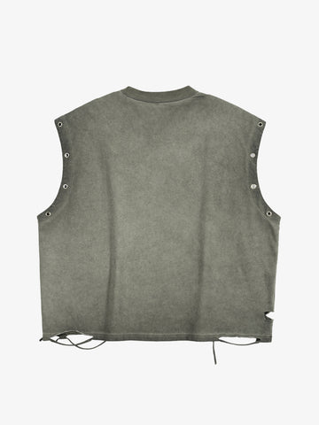 Washed Floral Graphic Sleeveless T-Shirt 