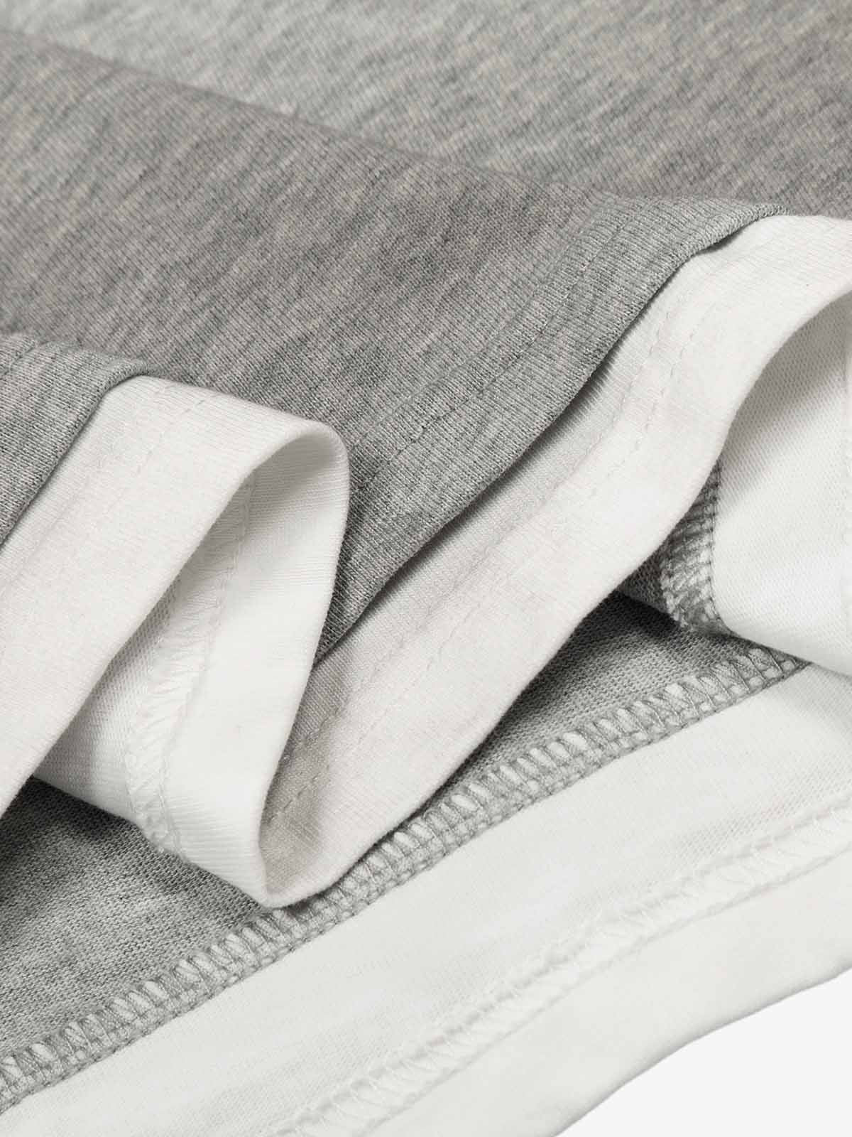 Heather Grey Oversized Cropped T-Shirt – Contrast Ribbed Cuffs & Hem