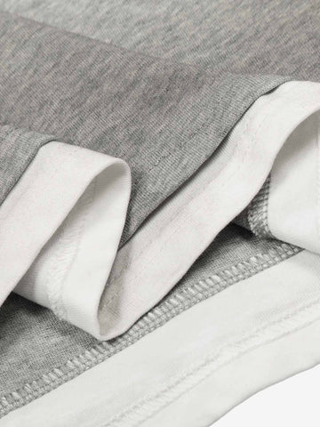 Heather Grey Oversized Cropped T-Shirt – Contrast Ribbed Cuffs & Hem