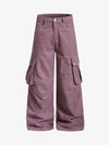 Pantalon cargo à jambes larges et poches multiples