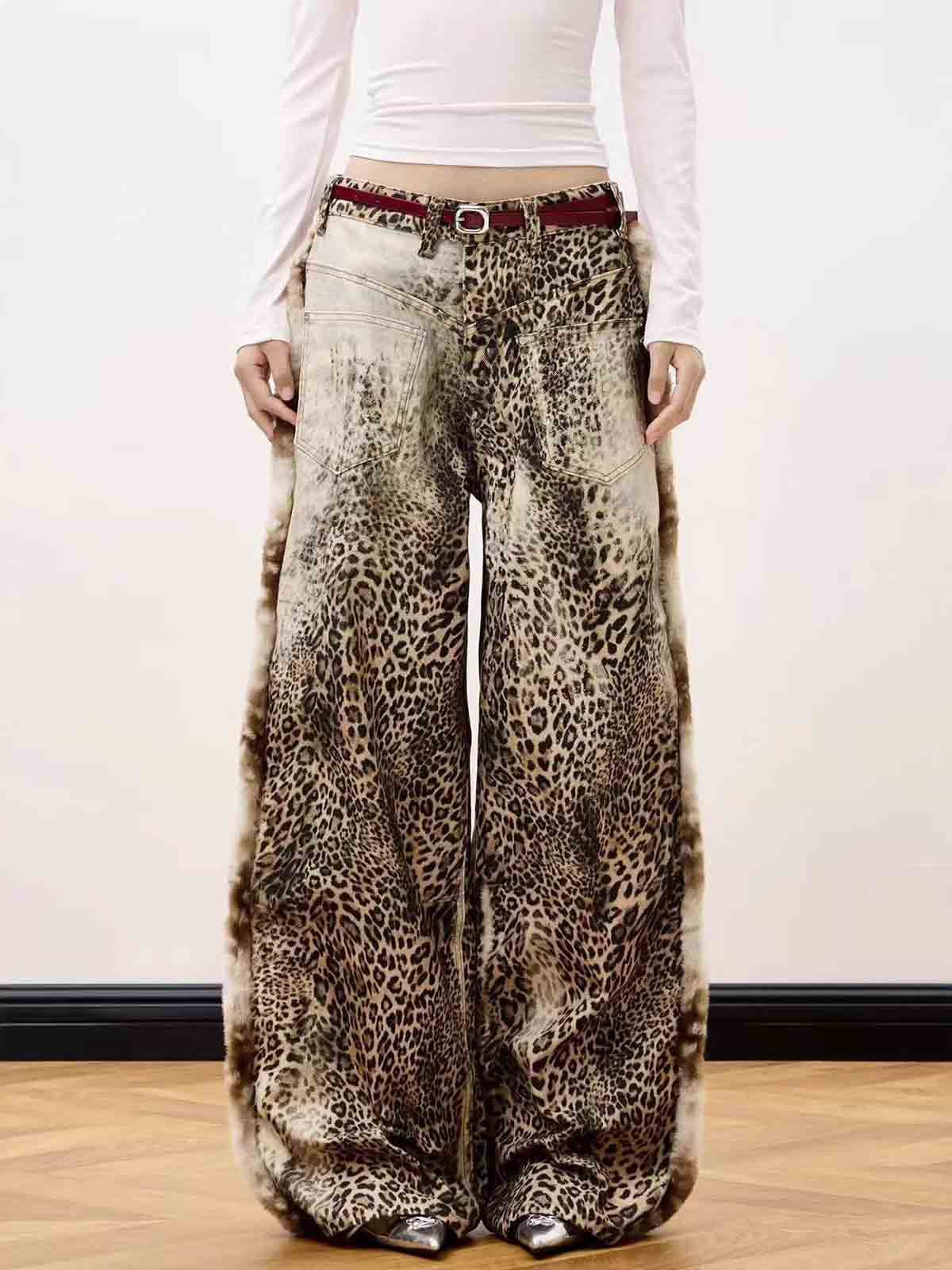 Vintage Leopard Patchwork Cargo Pants