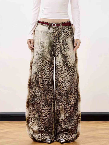 Vintage Leopard Patchwork Cargo Pants