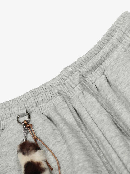 Leopard Stripe Charm Wide Leg Drawstring Sweatpants