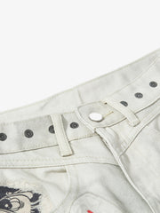 Vintage Dirty-Dyed Washed Wide-Leg Cargo Pants - 2559 