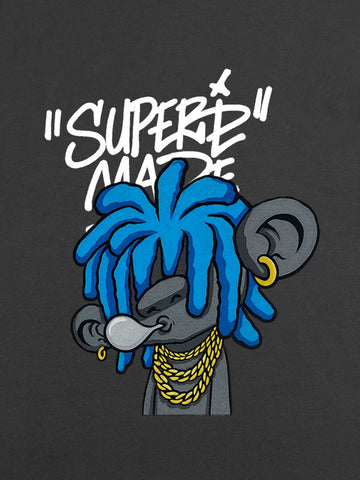 Thesupermade Graffiti Trend Blue Dreadlock Boy T-Shirt 
