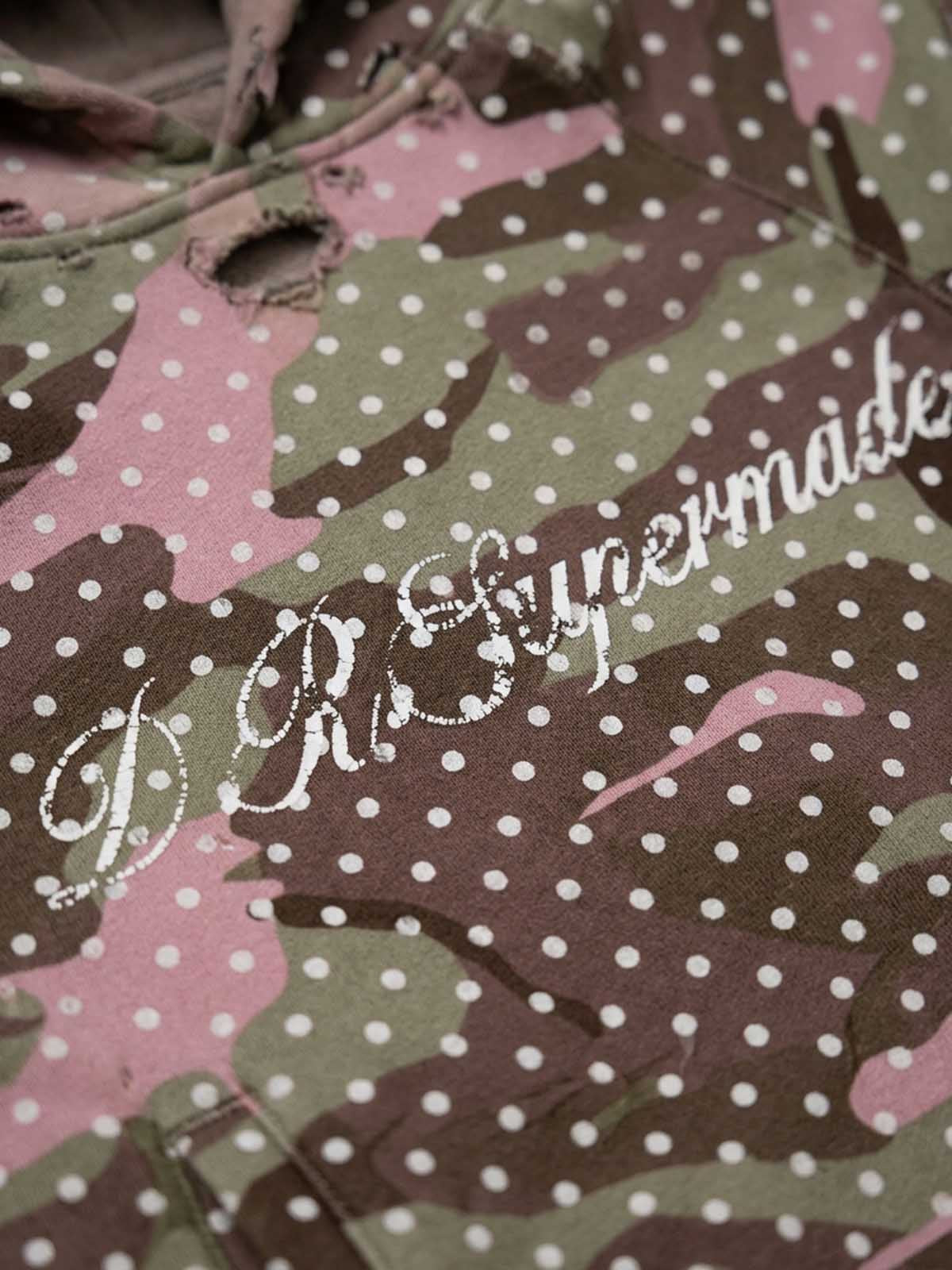 Polka Dot Camo Ripped Hoodie