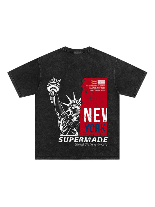 Orginal Statue of Liberty Splicing Graffiti Independence Day T-shir 