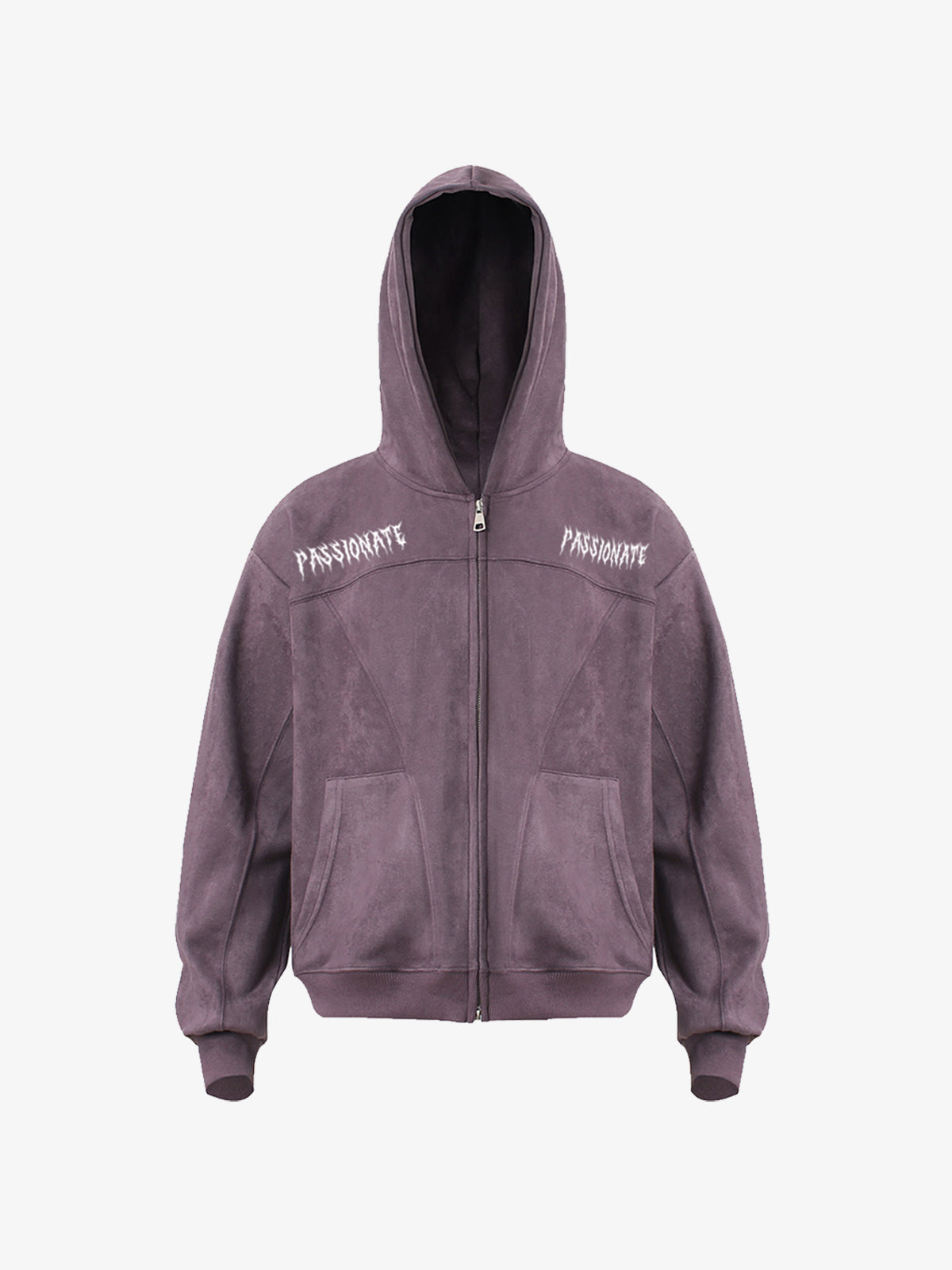 Stylish Black Hooded Zip-Up Jacket with Bold Typography Design 