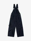 Pleated Knee Cargo Denim Overalls 
