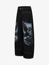 Dark Gothic Graphic Wide-Leg Jeans 
