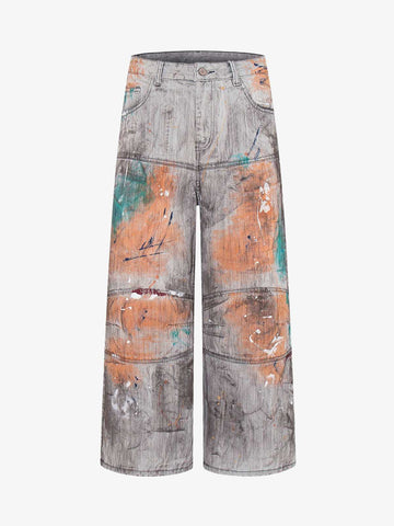 Abstrac Paint-Splattered Panel Jeans 