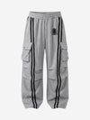 Badge Embroidered Color Block Striped Sweatpants