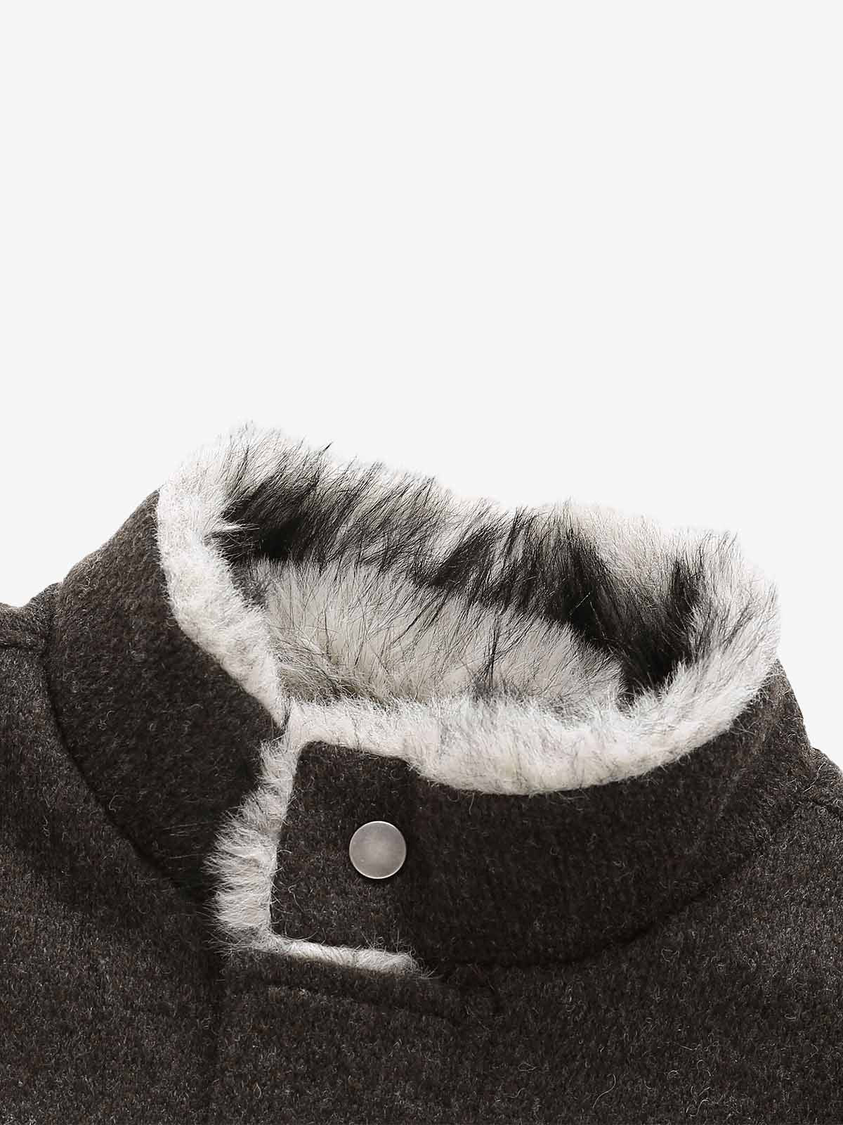 Faux-Fur Collar Thick-Lined Stand-Collar Jacket