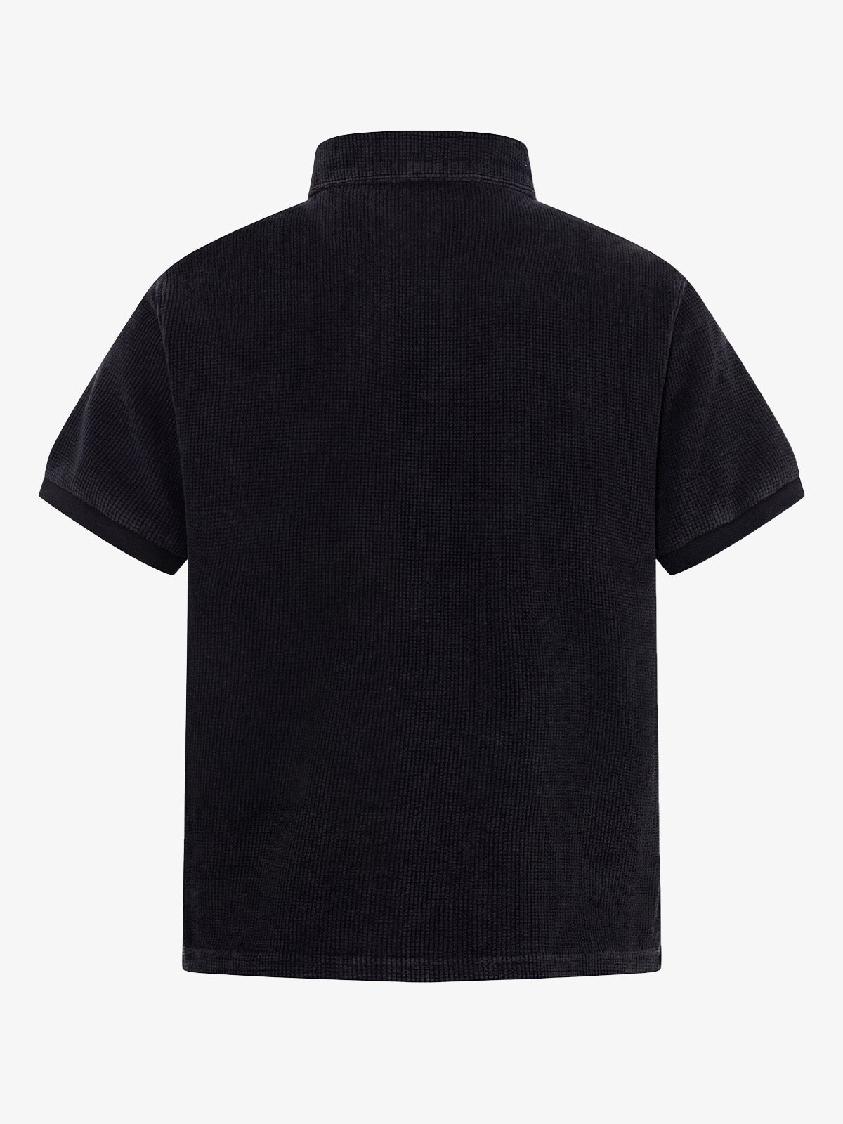 Cotton Blend Textured Polo Shirt with Red Embroidered Logo and Zipper Detail 