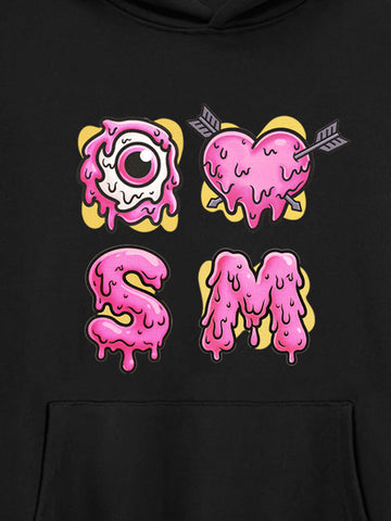 Street Dripping Letter Eyeball Graffiti Hoodie 
