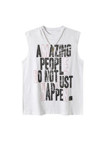 Graphic Lettering Chain Vest 