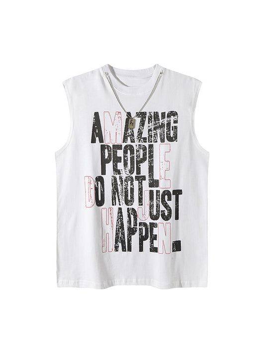 Graphic Lettering Chain Vest 