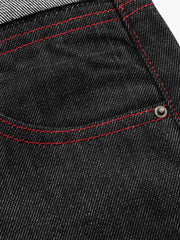 Faux-Layered Embroidered Color Block Jeans
