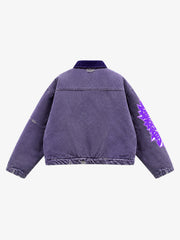 Washed Graphic Multi-Pocket Boxy Padded Jacket