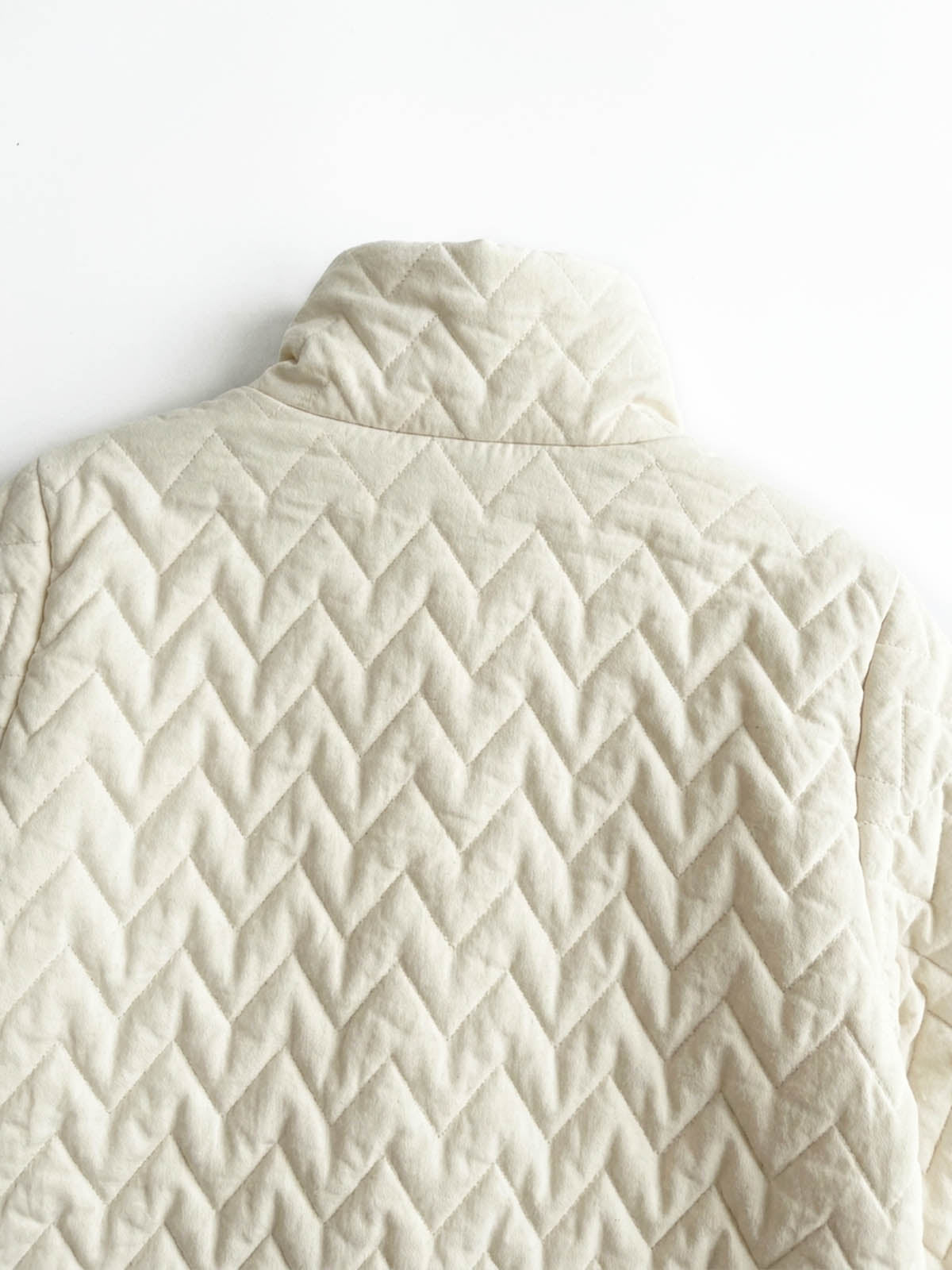 Diamond-Quilted Knit Stand-Collar Cropped Padded Coat