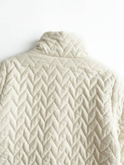 Diamond-Quilted Knit Stand-Collar Cropped Padded Coat