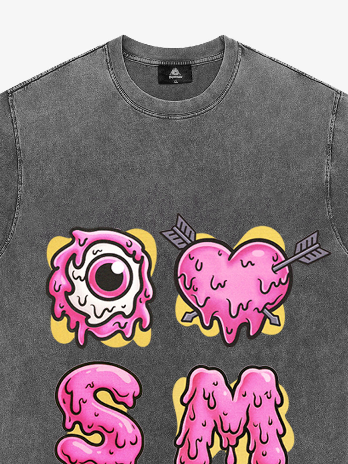 Thesupermade eyeball and love graffiti declaration T-shirt 