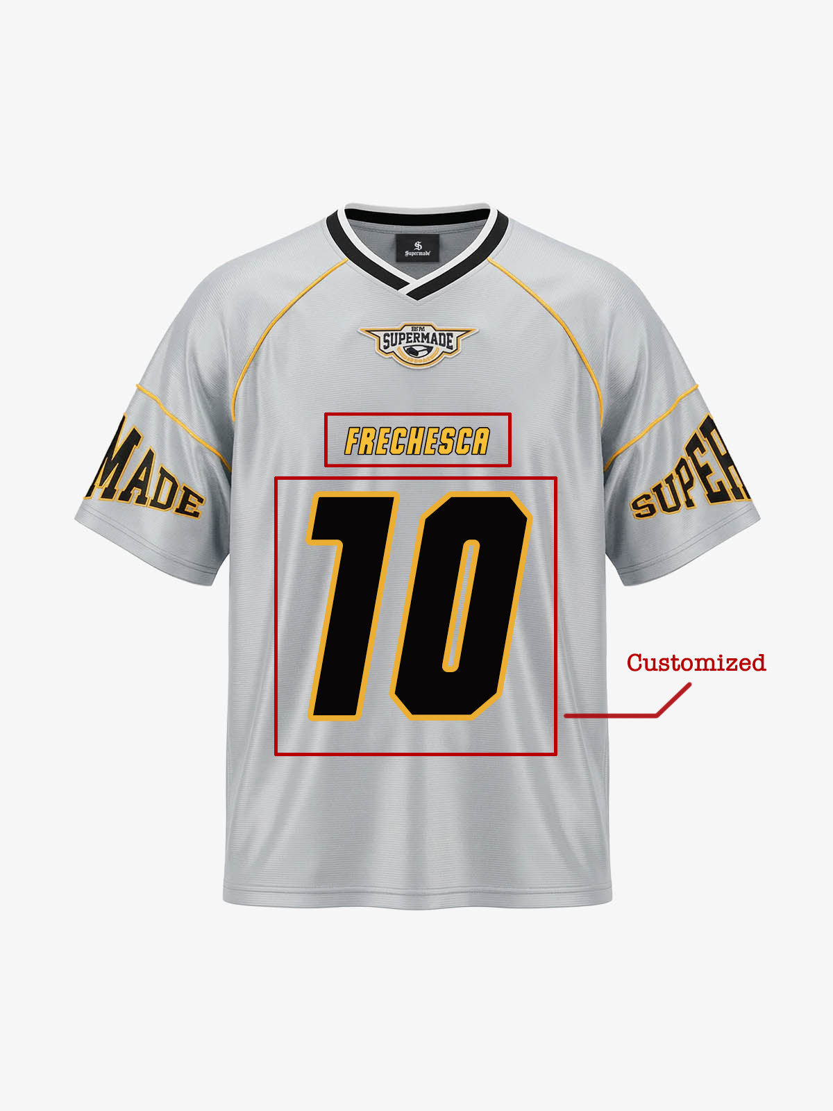 Supermade Patterned Custom V-neck Silver Sport Jersey 