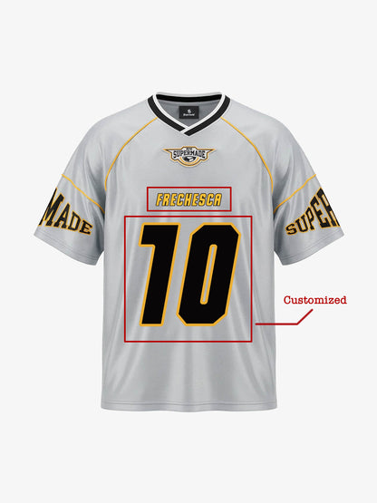 Supermade Patterned Custom V-neck Silver Sport Jersey 