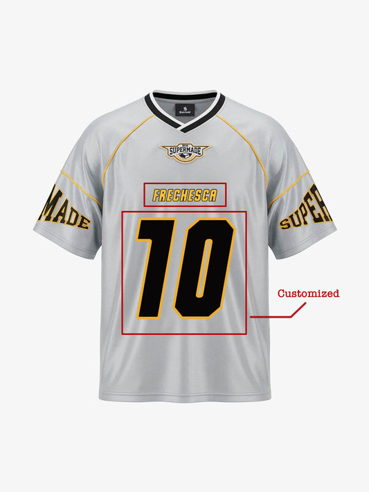 Supermade Patterned Custom V-neck Silver Sport Jersey 