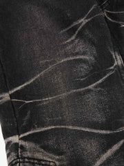 Button Fly Whiskering Bootcut Jeans