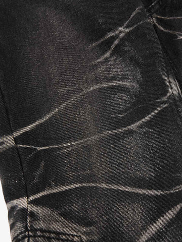 Button Fly Whiskering Bootcut Jeans
