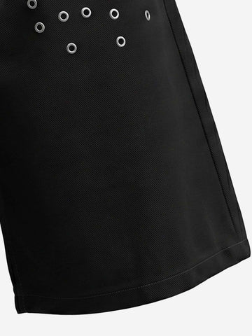 Scorpion Embroidered Anchor-Buckle Denim Shorts