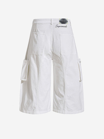 Y2K Lace Up Ruched Wide Leg Cargo Shorts