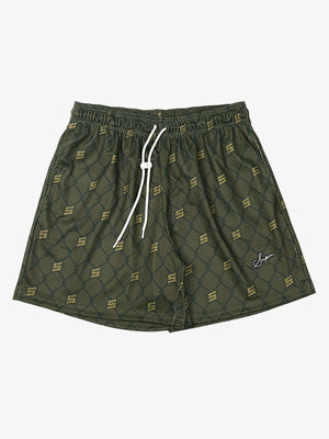 Shorts mit Vintage-Geometrie-Print und Kordelzug