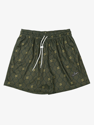 Shorts mit Vintage-Geometrie-Print und Kordelzug