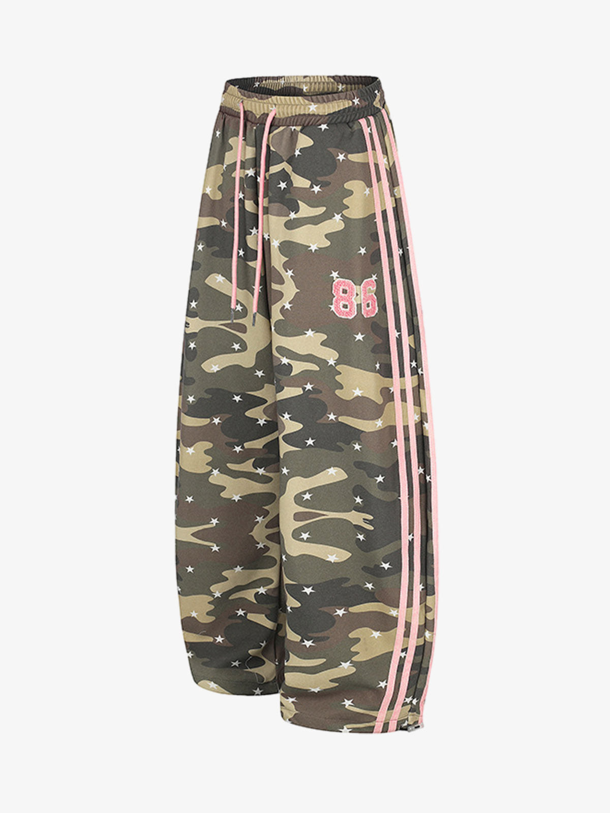 Striped Camo Color Block Wide-Leg Sweatpants