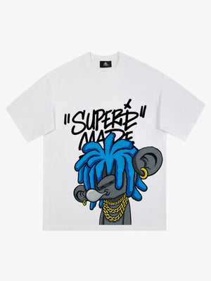 Thesupermade Graffiti Trend Blue Dreadlock Boy T-shirt 