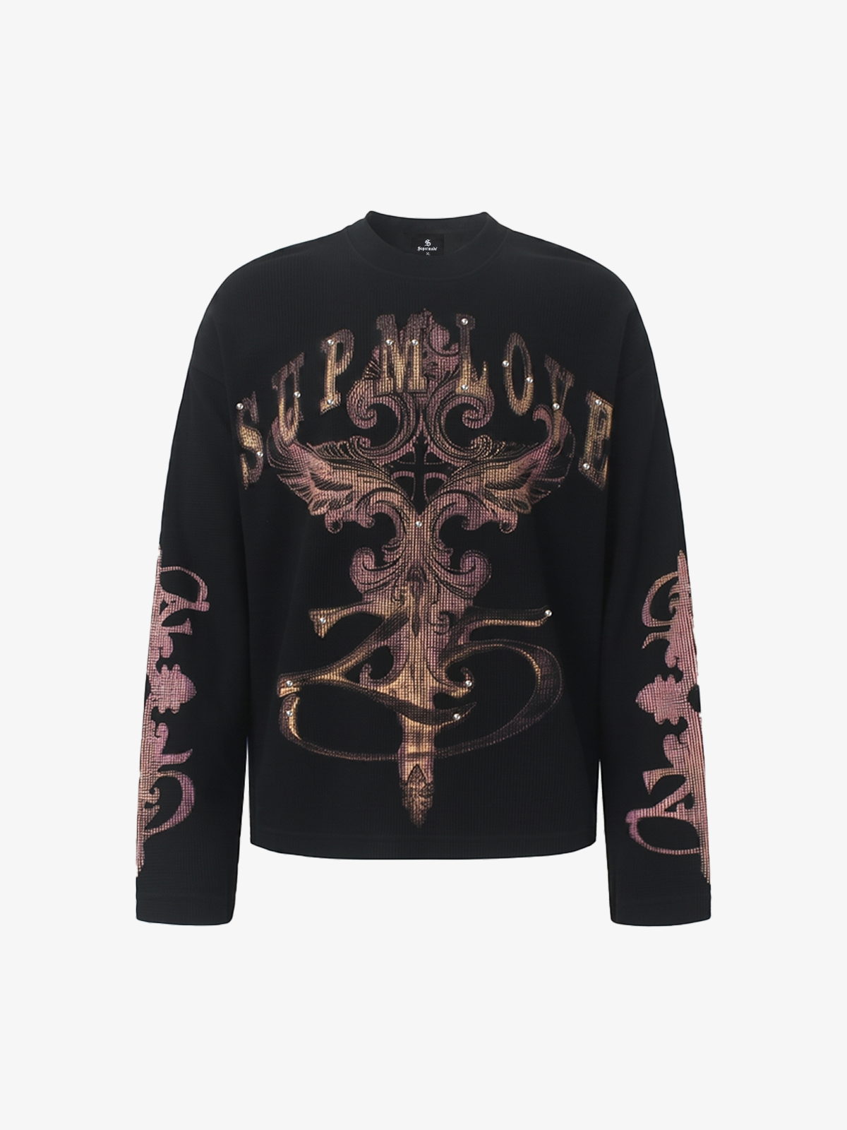 Studded Graphic Heavyweight Waffle Long Sleeve Tee