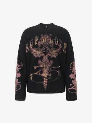 Studded Graphic Heavyweight Waffle Long Sleeve Tee
