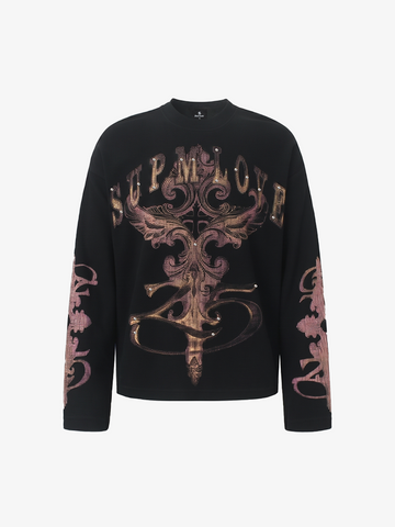 Studded Graphic Heavyweight Waffle Long Sleeve Tee