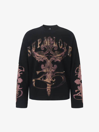 Studded Graphic Heavyweight Waffle Long Sleeve Tee