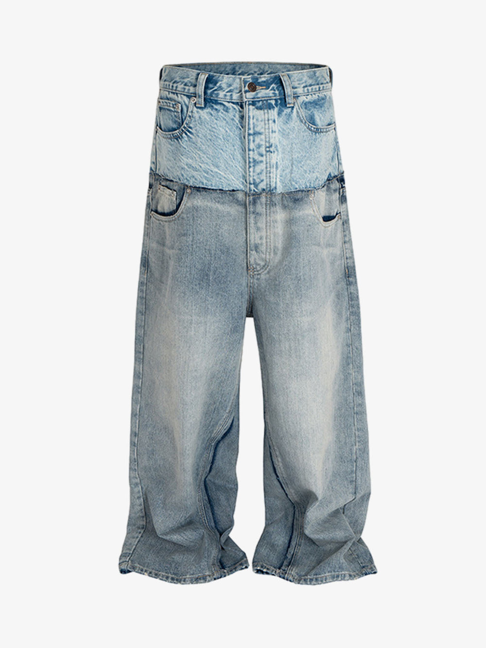 Double-Layer Paneled Baggy Jeans 
