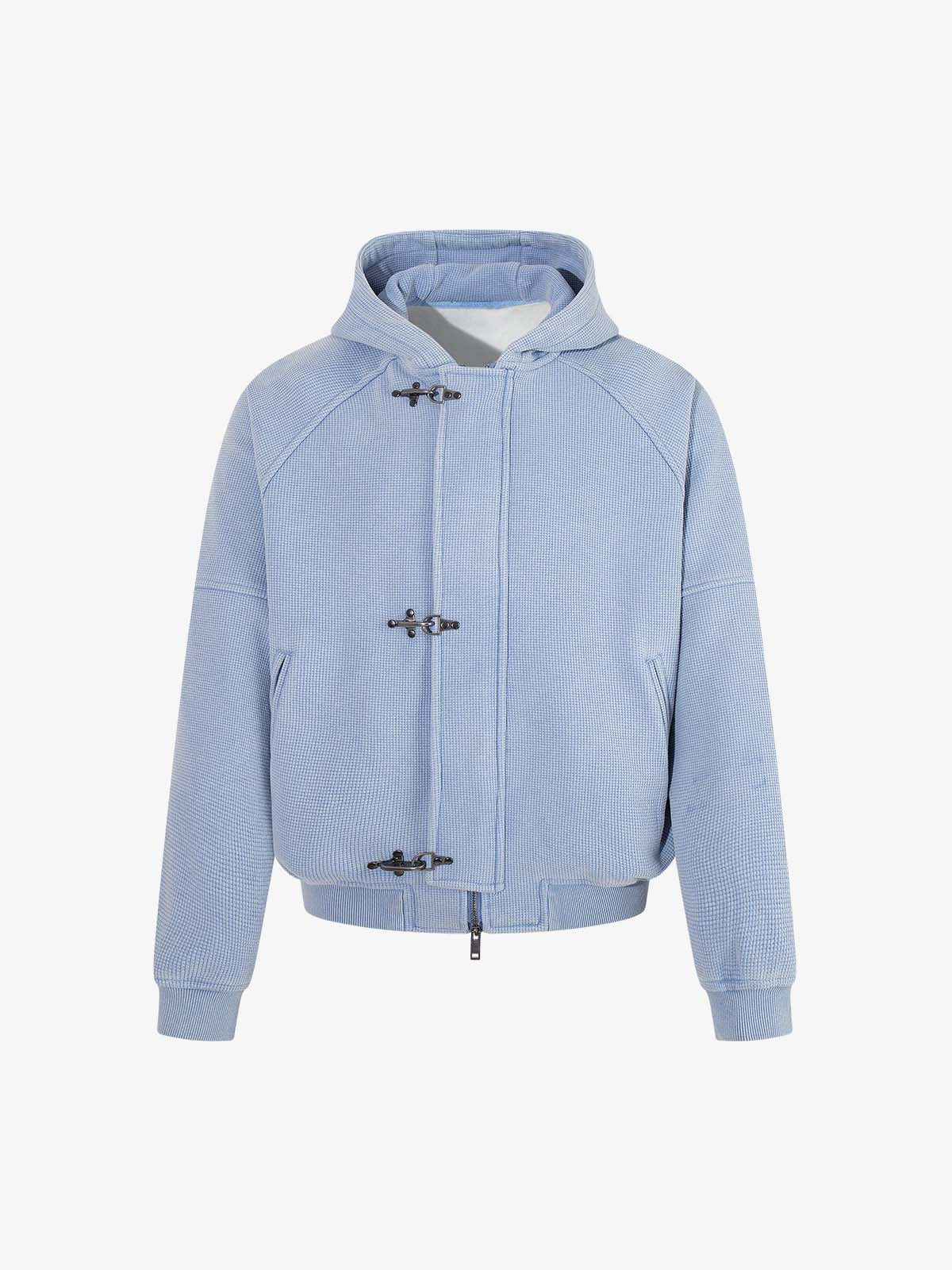 Distressed Waffle Metal Buckle Jacket