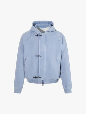 Distressed Waffle Metal Buckle Jacket